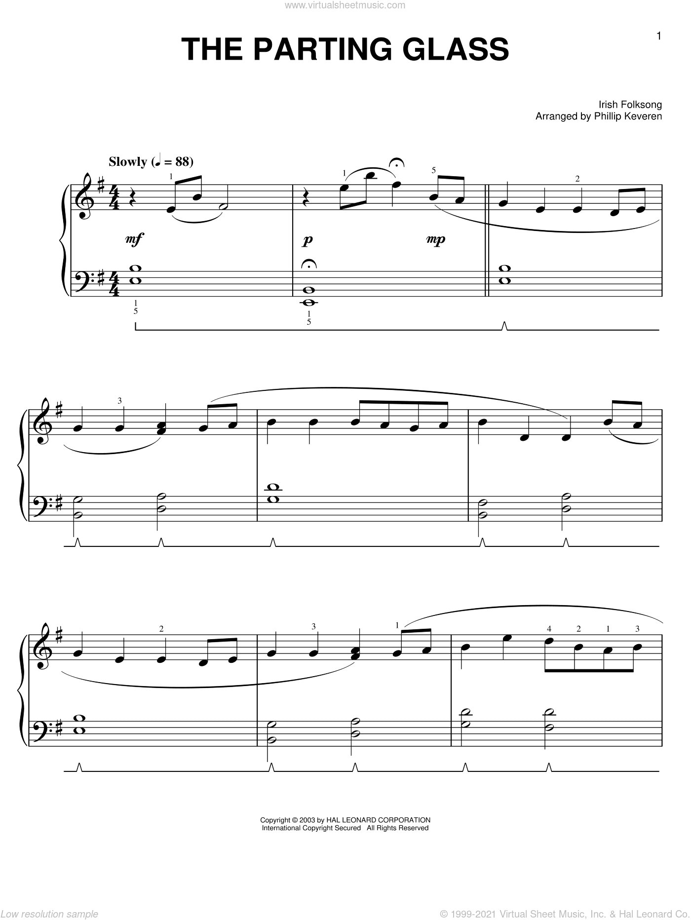 The Parting Glass (arr. Phillip Keveren)