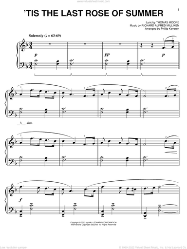 'Tis The Last Rose Of Summer (arr. Phillip Keveren)