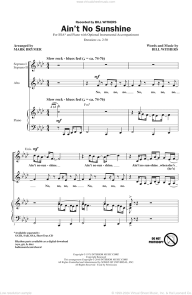 Ain't No Sunshine (arr. Mark Brymer)