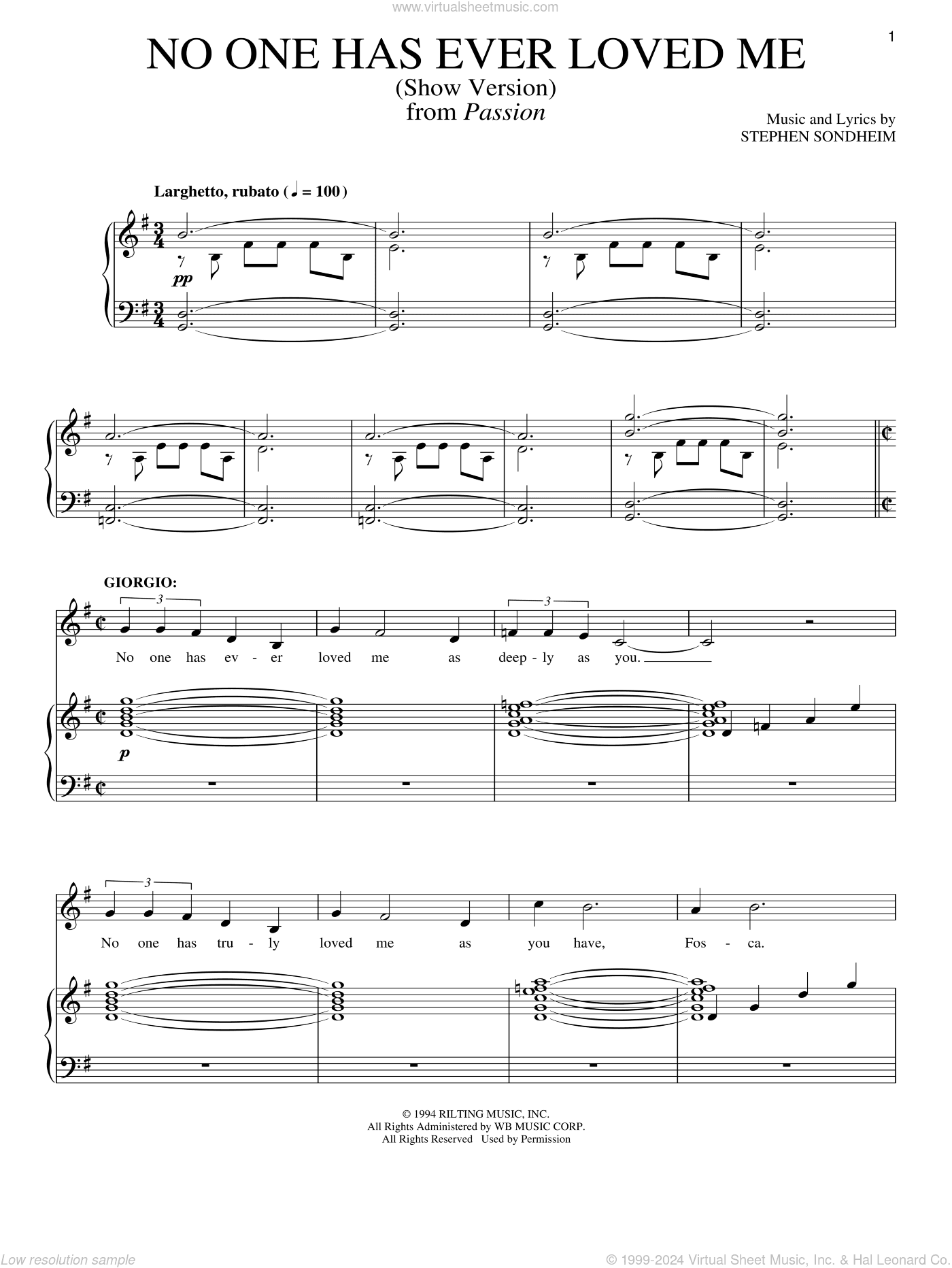 No One Has Ever Loved Me (Show Version)