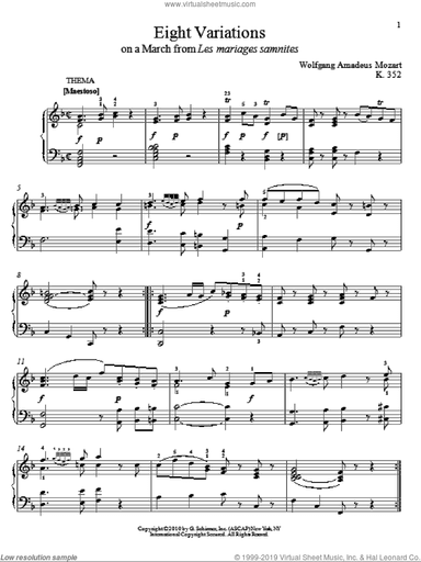 Eight Variations On A March from Les Mariages Samnites, K. 352