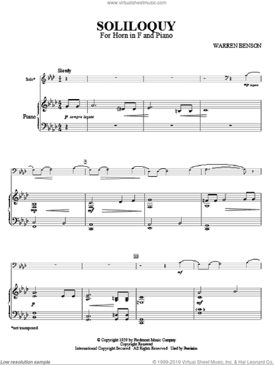 Soliloquy For Horn In F And Piano