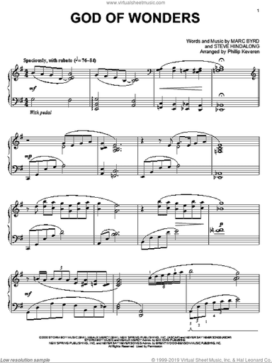God Of Wonders [Jazz version] (arr. Phillip Keveren)