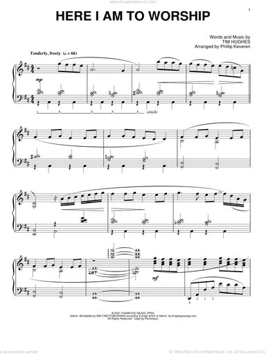 Here I Am To Worship [Jazz version] (arr. Phillip Keveren)