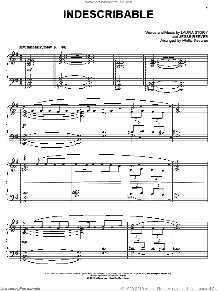 Indescribable [Jazz version] (arr. Phillip Keveren)