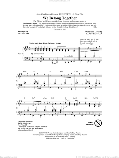We Belong Together (from Toy Story 3) (arr. Ed Lojeski)
