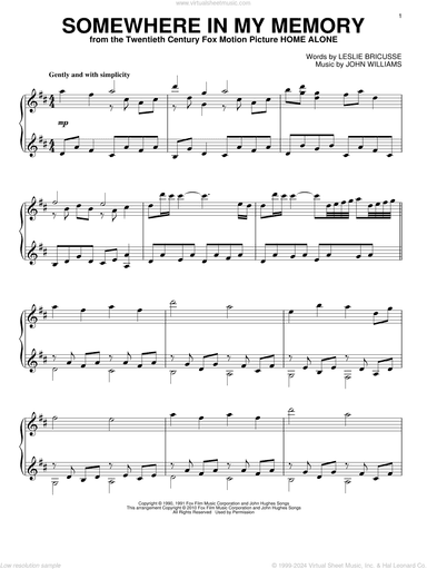 Somewhere In My Memory, (intermediate)