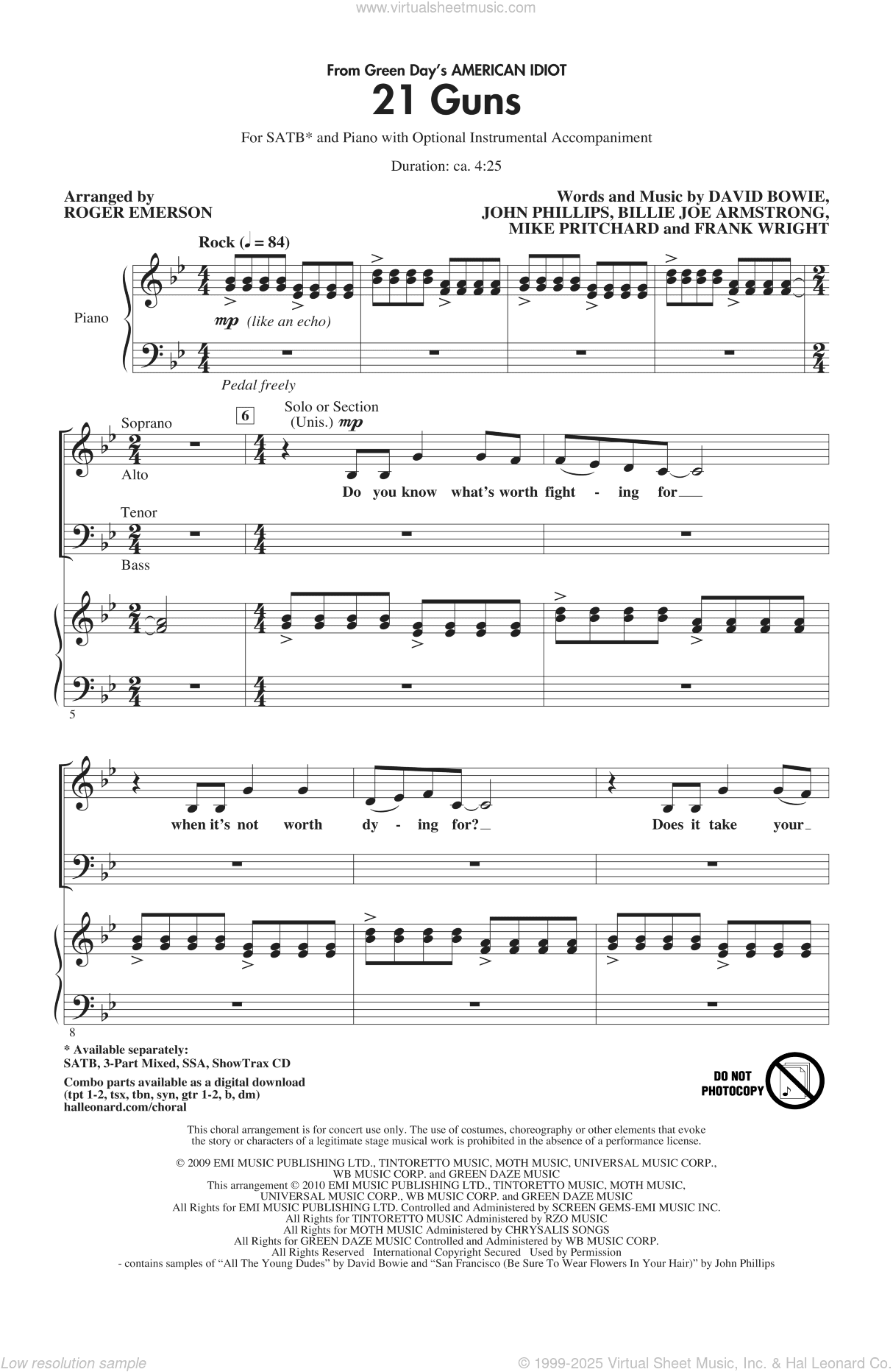 21 Guns (from Green Day's American Idiot) (arr. Roger Emerson)