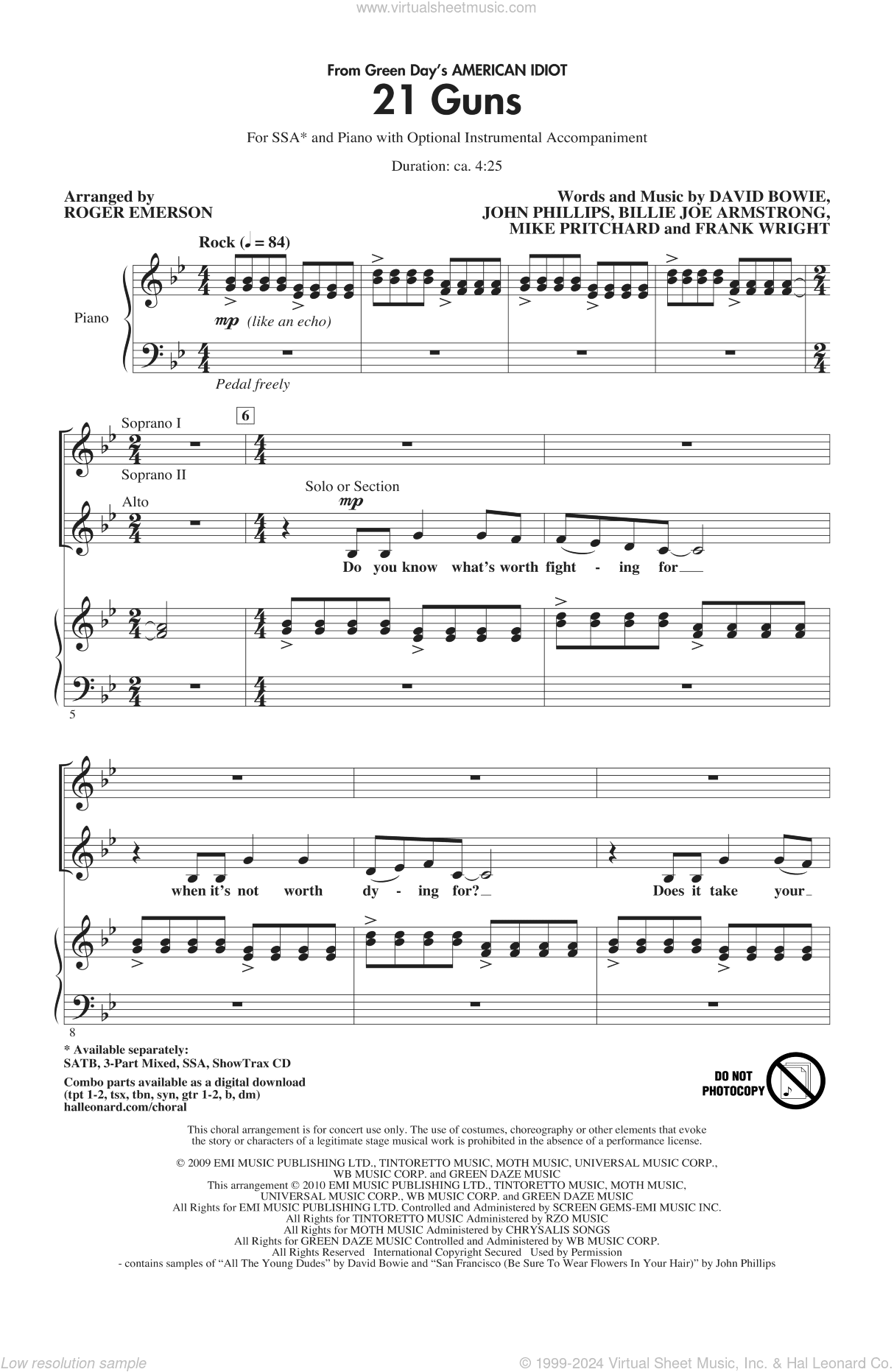 21 Guns (from Green Day's American Idiot) (arr. Roger Emerson)