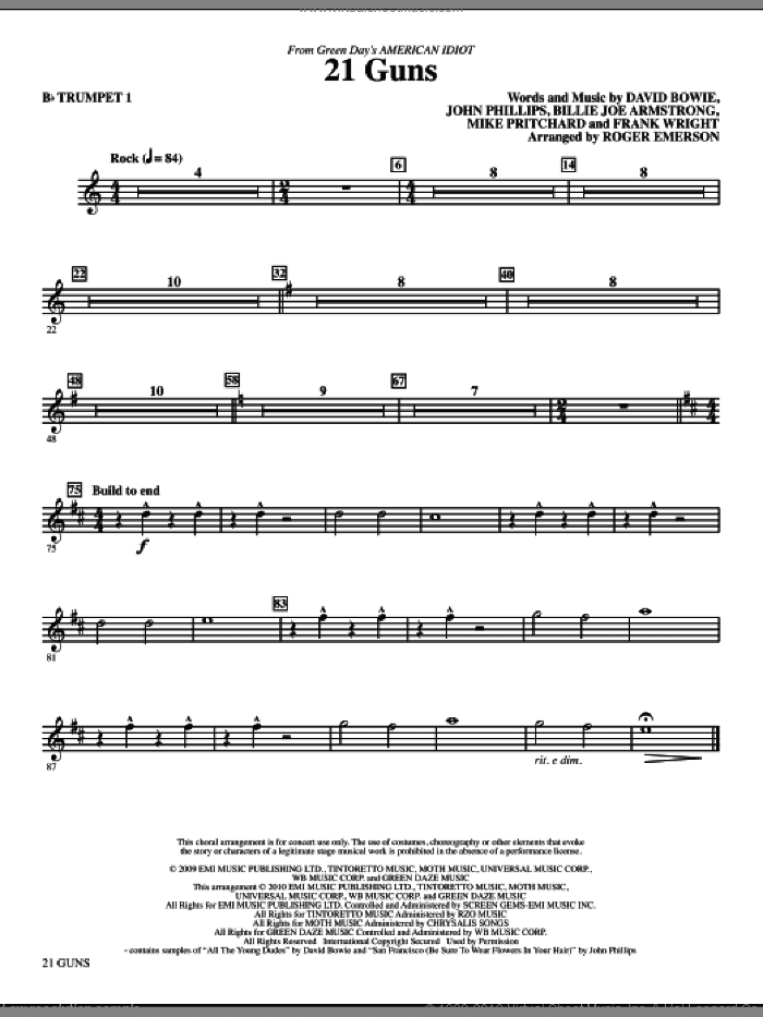 21 Guns (from Green Day's American Idiot) (arr. Roger Emerson)