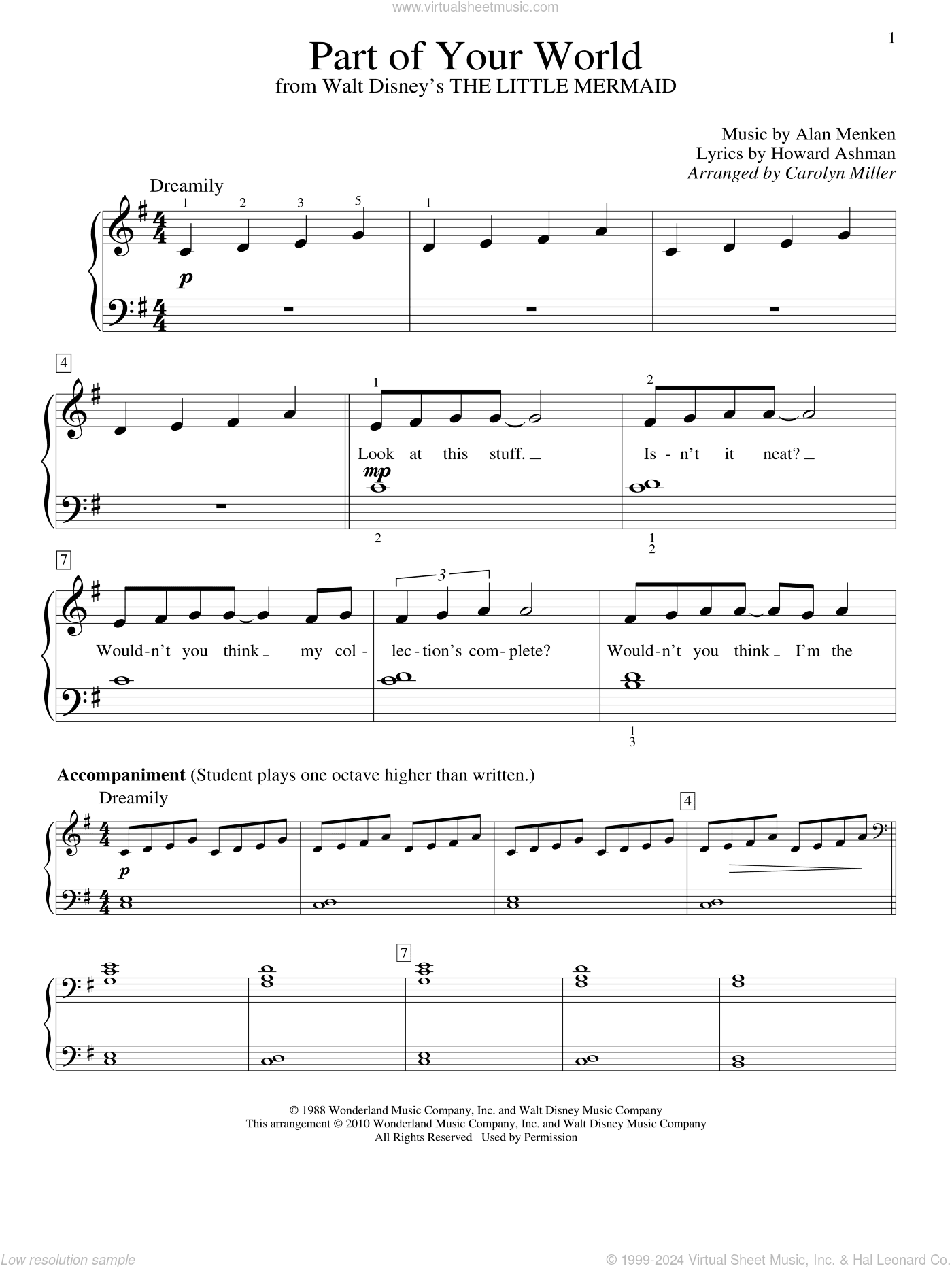 Part Of Your World (from The Little Mermaid) (arr. Carolyn Miller)