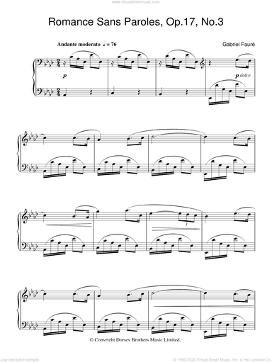 Romance Sans Paroles Op. 17, No. 3