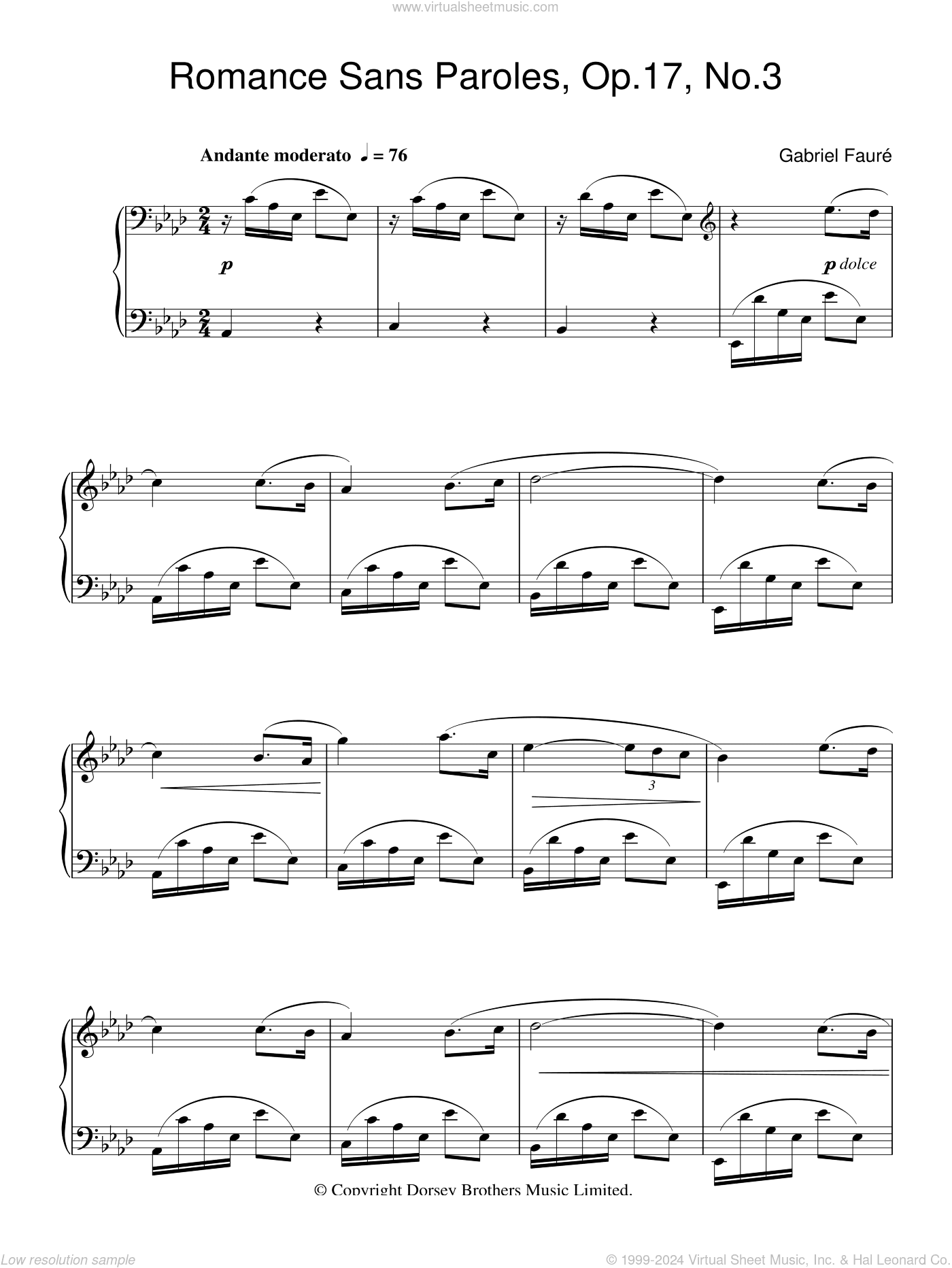 Romance Sans Paroles Op. 17, No. 3