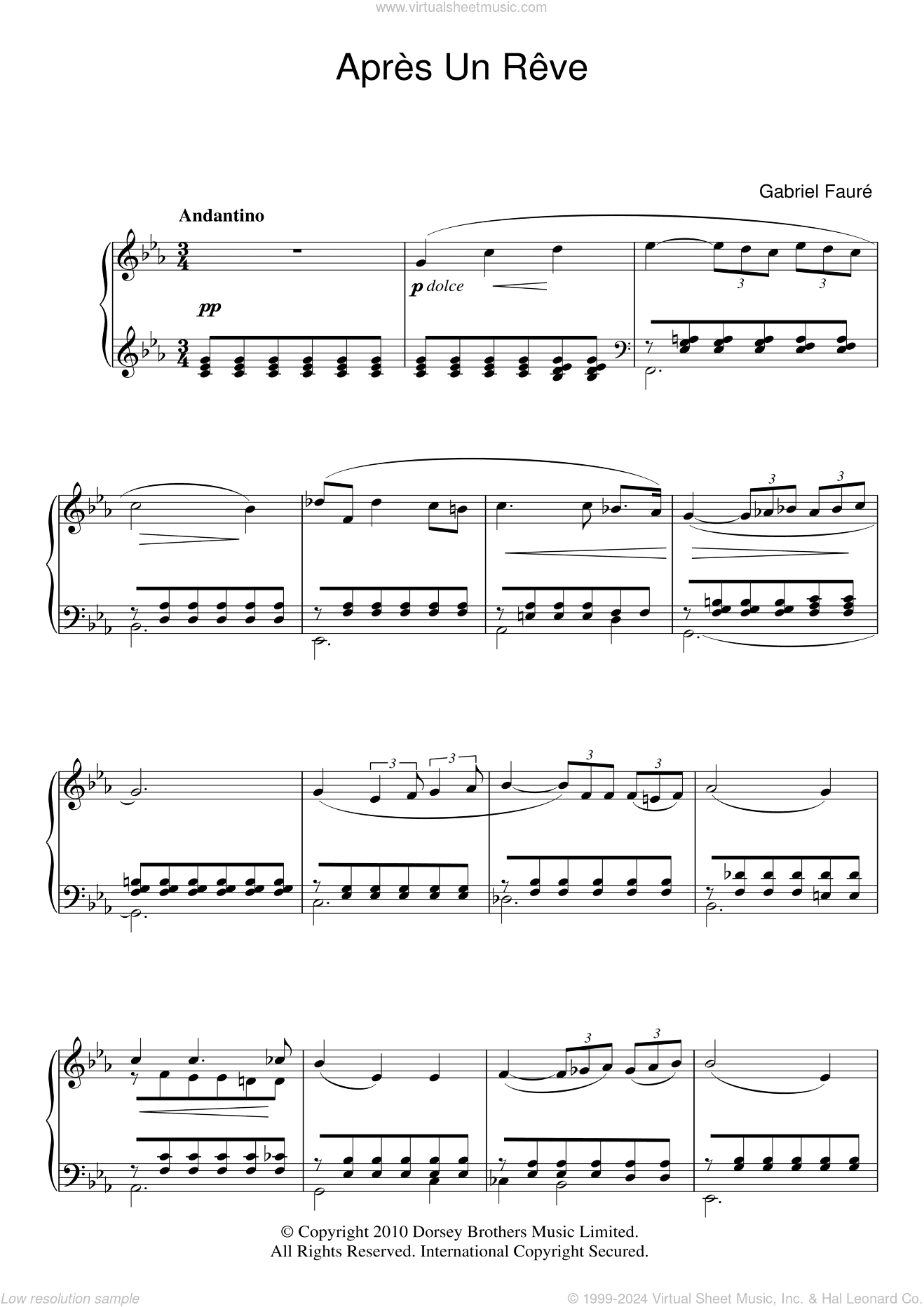 Apres Un Reve, Op.7, No.1