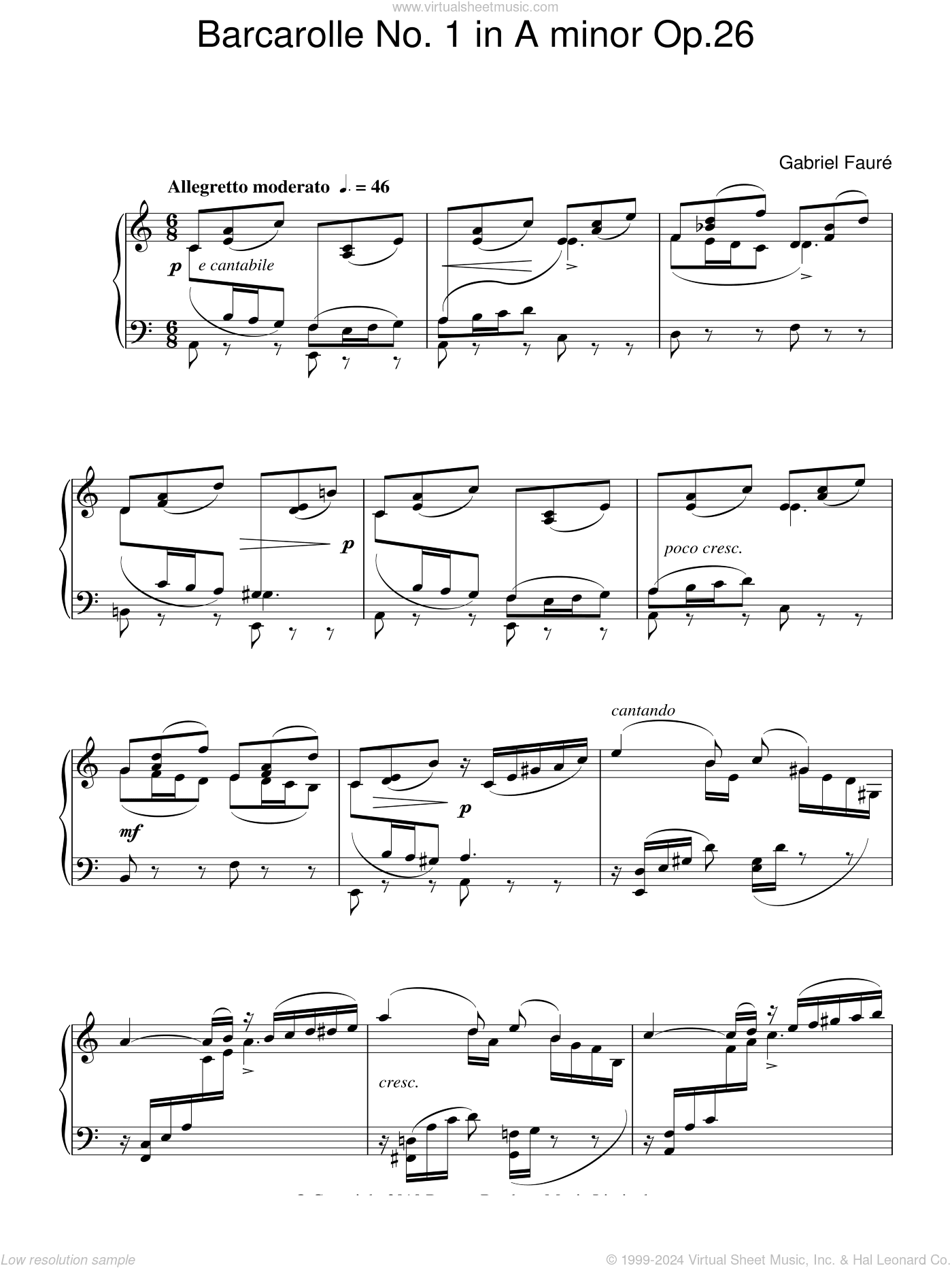 Barcarolle No. 1 In A Minor, Op. 26