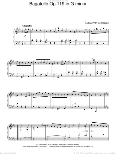 Bagatelle In G Minor, Op. 119, No. 1