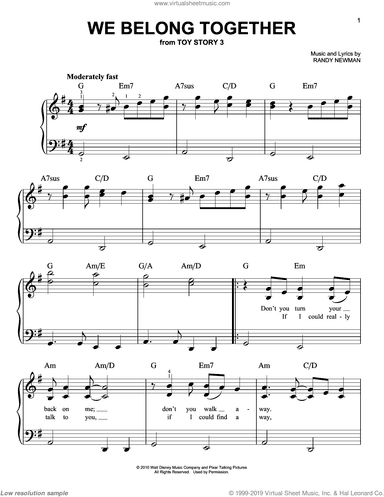 We Belong Together (from Toy Story 3), (easy)