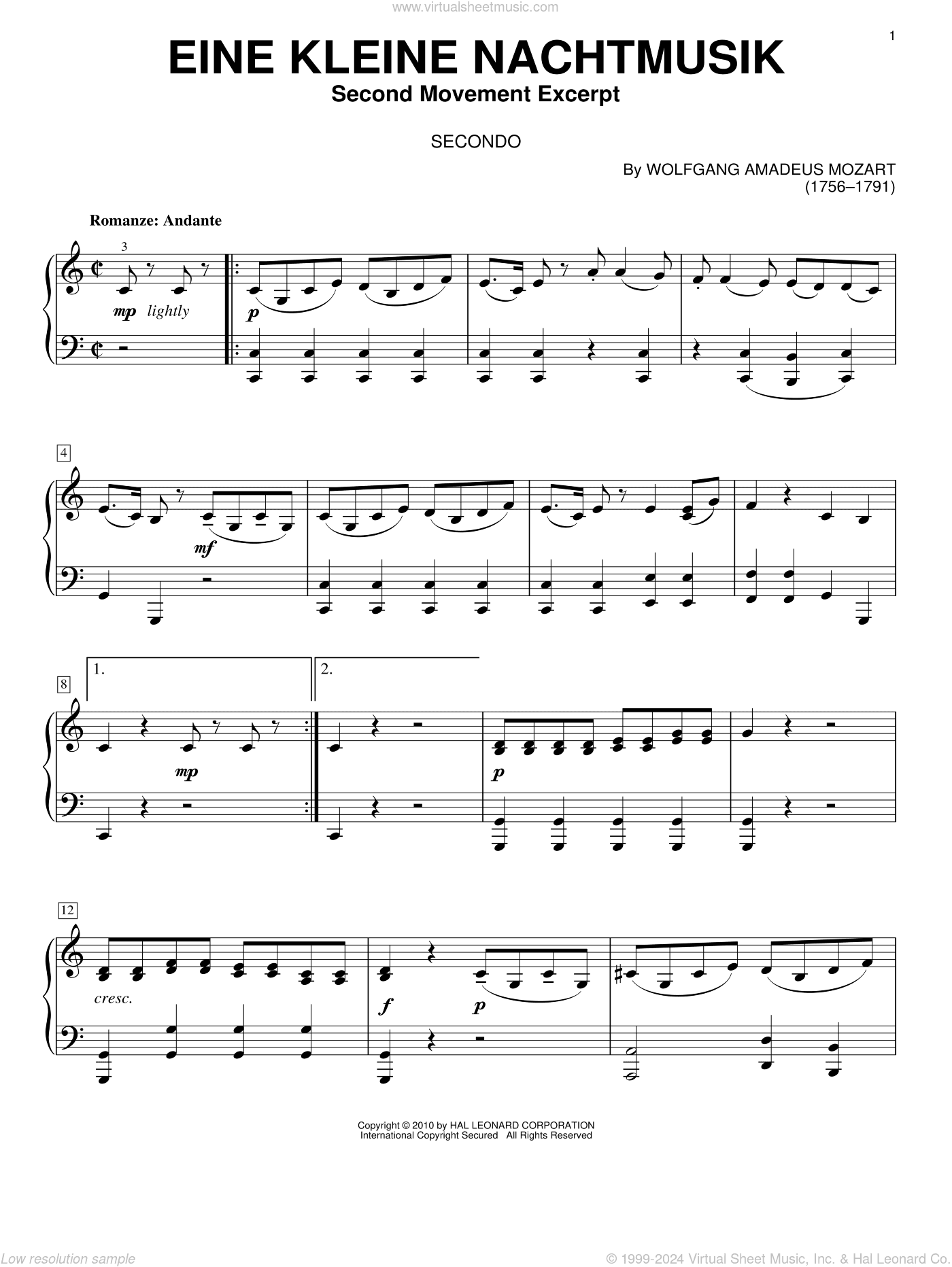 Eine Kleine Nachtmusik ("Romance"), Second Movement