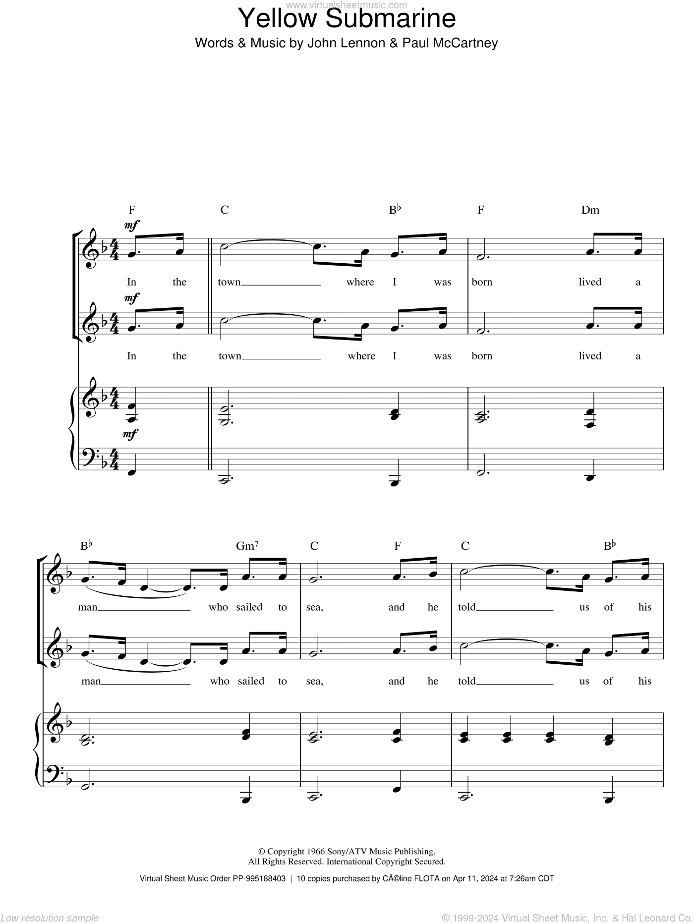 Yellow Submarine (arr. Rick Hein)
