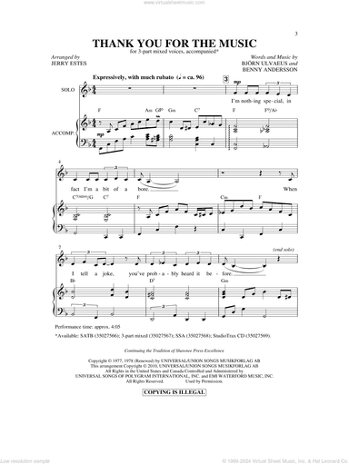 Thank You For The Music (arr. Jerry Estes)