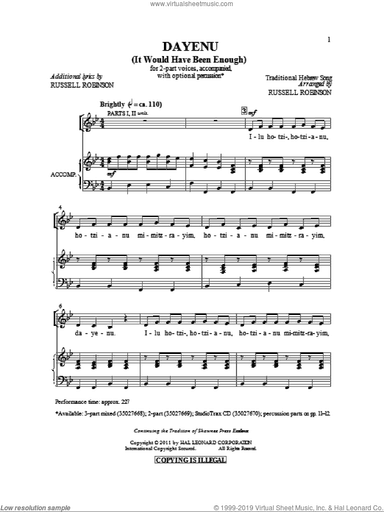 Dayeinu (arr. Russell Robinson)