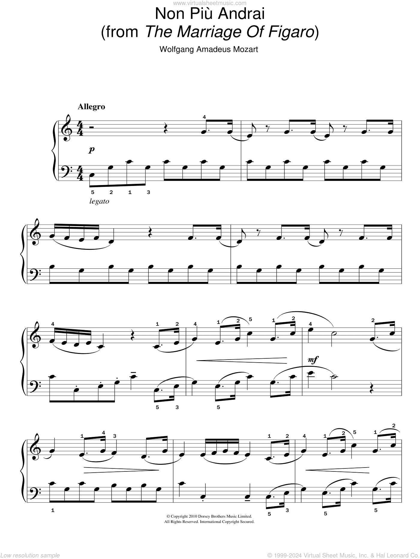 Non Piu Andrai (from The Marriage Of Figaro)