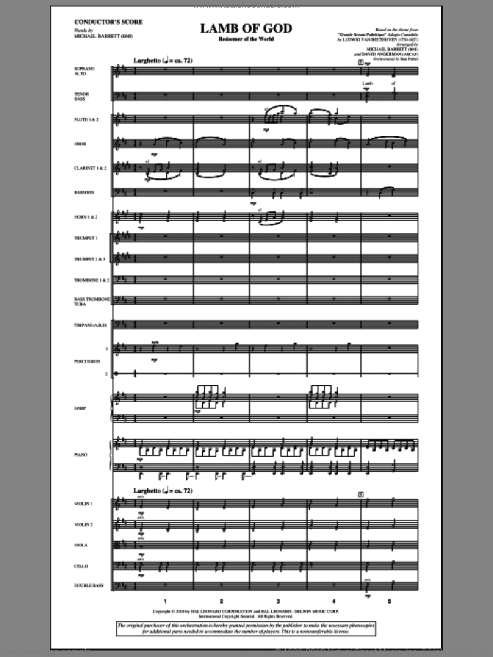 Lamb Of God (Redeemer Of The World) (complete set of parts)