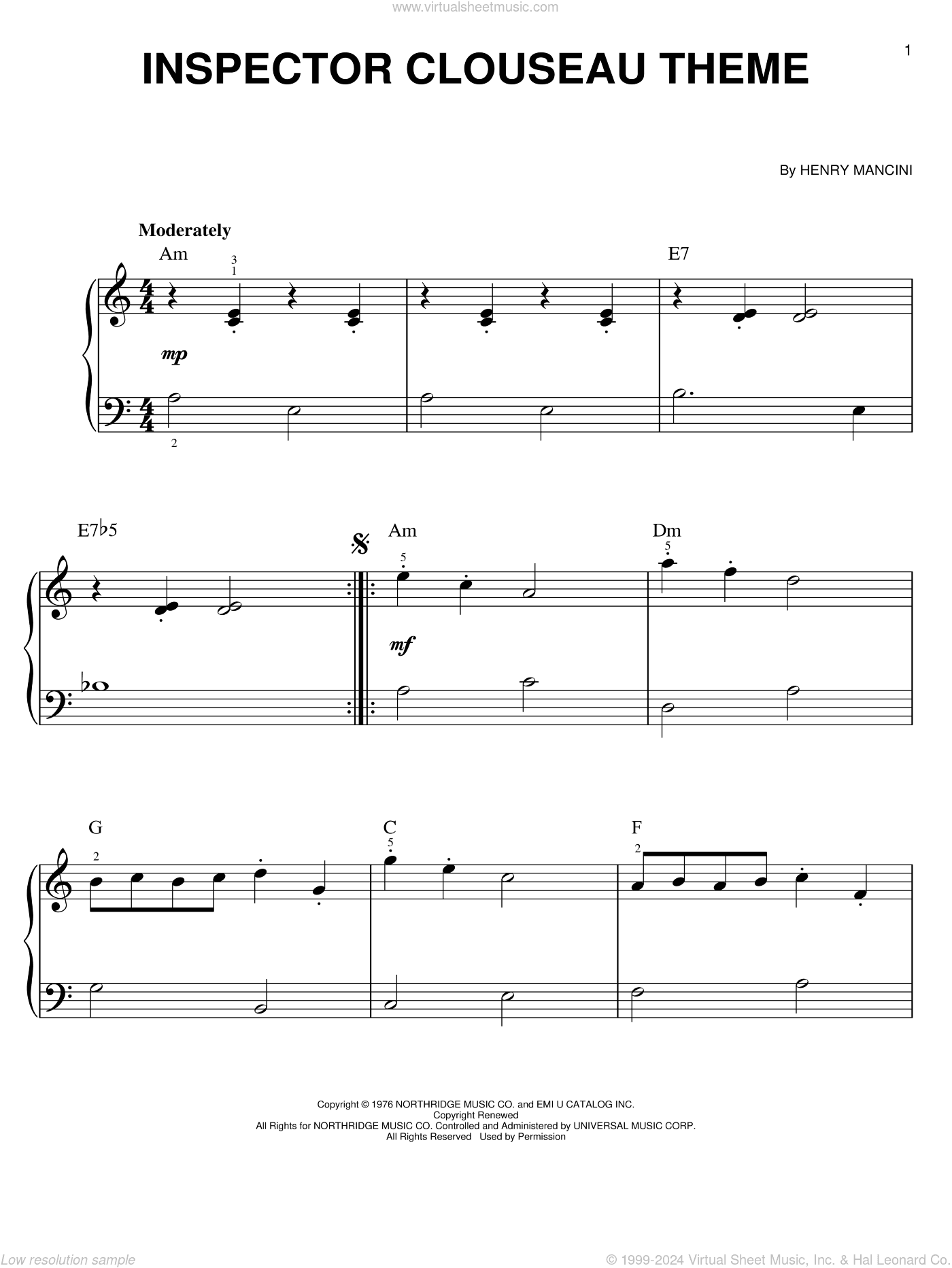 Inspector Clouseau Theme, (easy)