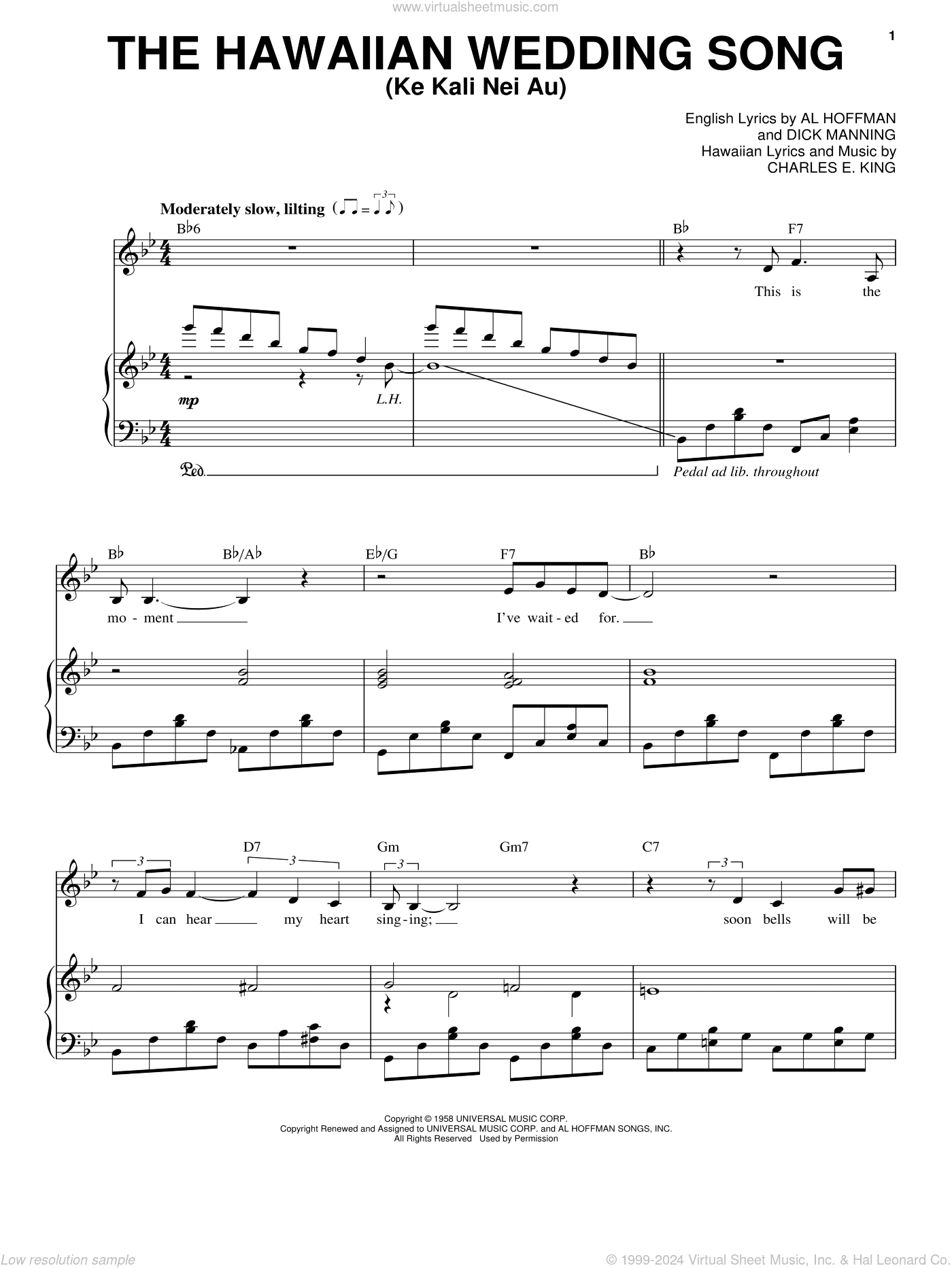 The Hawaiian Wedding Song (Ke Kali Nei Au)