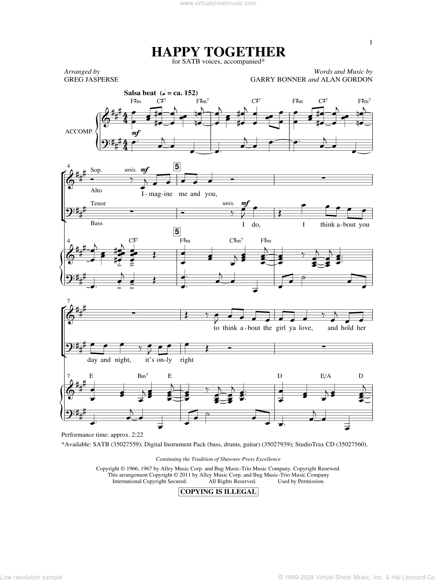 Happy Together (arr. Audrey Snyder)