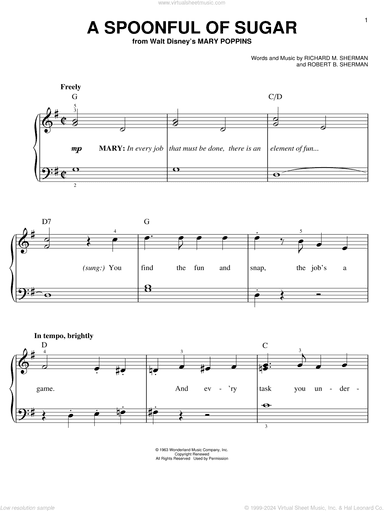 A Spoonful Of Sugar (from Mary Poppins), (easy)