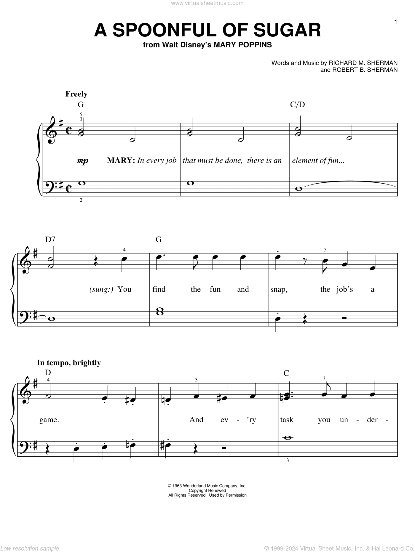 A Spoonful Of Sugar (from Mary Poppins), (easy)