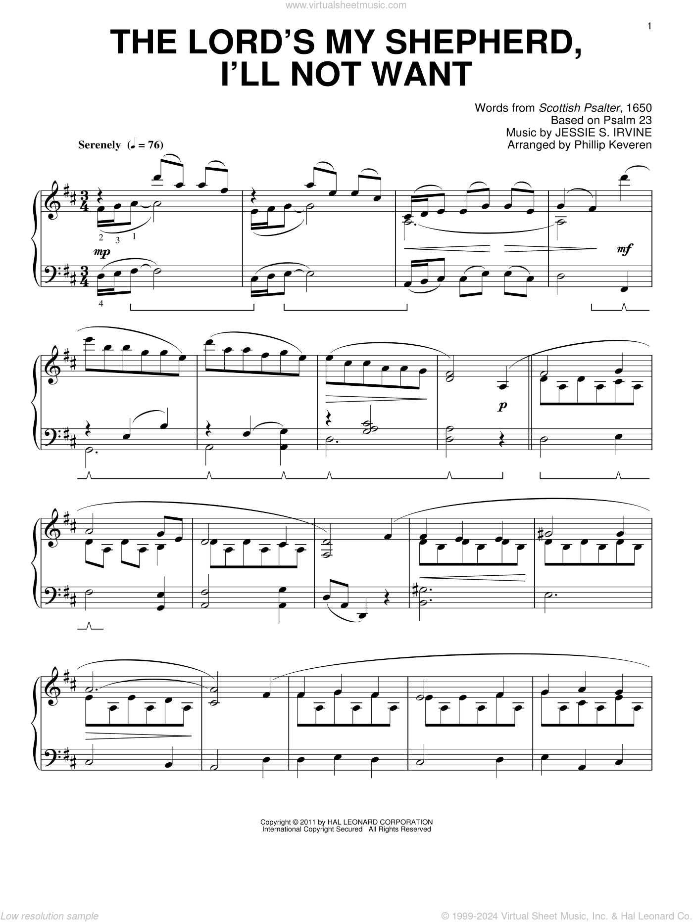 The Lord's My Shepherd, I'll Not Want [Classical version] (arr. Phillip Keveren)