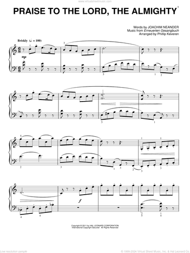 Praise To The Lord, The Almighty [Classical version] (arr. Phillip Keveren)