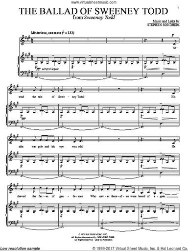 Broadway Selections from Sweeney Todd (complete set of parts)