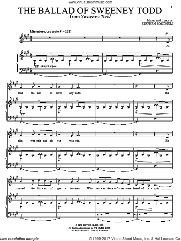 Broadway Selections from Sweeney Todd (complete set of parts)