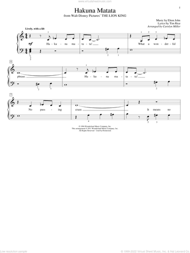 Hakuna Matata (from The Lion King) (arr. Carolyn Miller)