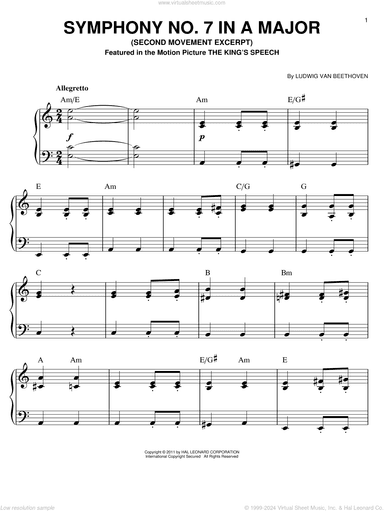 Symphony No. 7 In A Major, Second Movement (Allegretto)