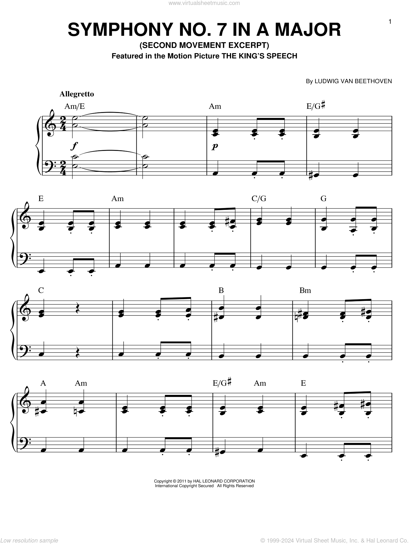 Symphony No. 7 In A Major, Second Movement (Allegretto)