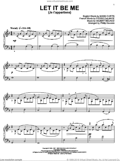Let It Be Me (Je T'appartiens) (arr. Phillip Keveren)