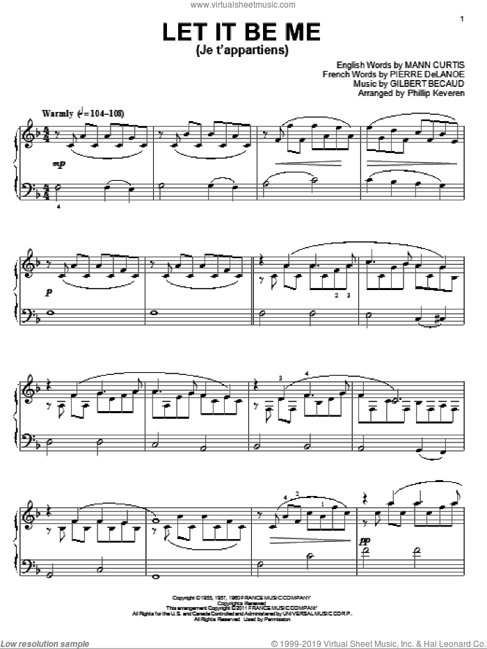 Let It Be Me (Je T'appartiens) (arr. Phillip Keveren)