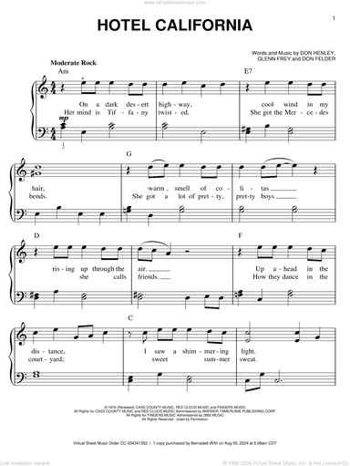 Hotel California, (easy)