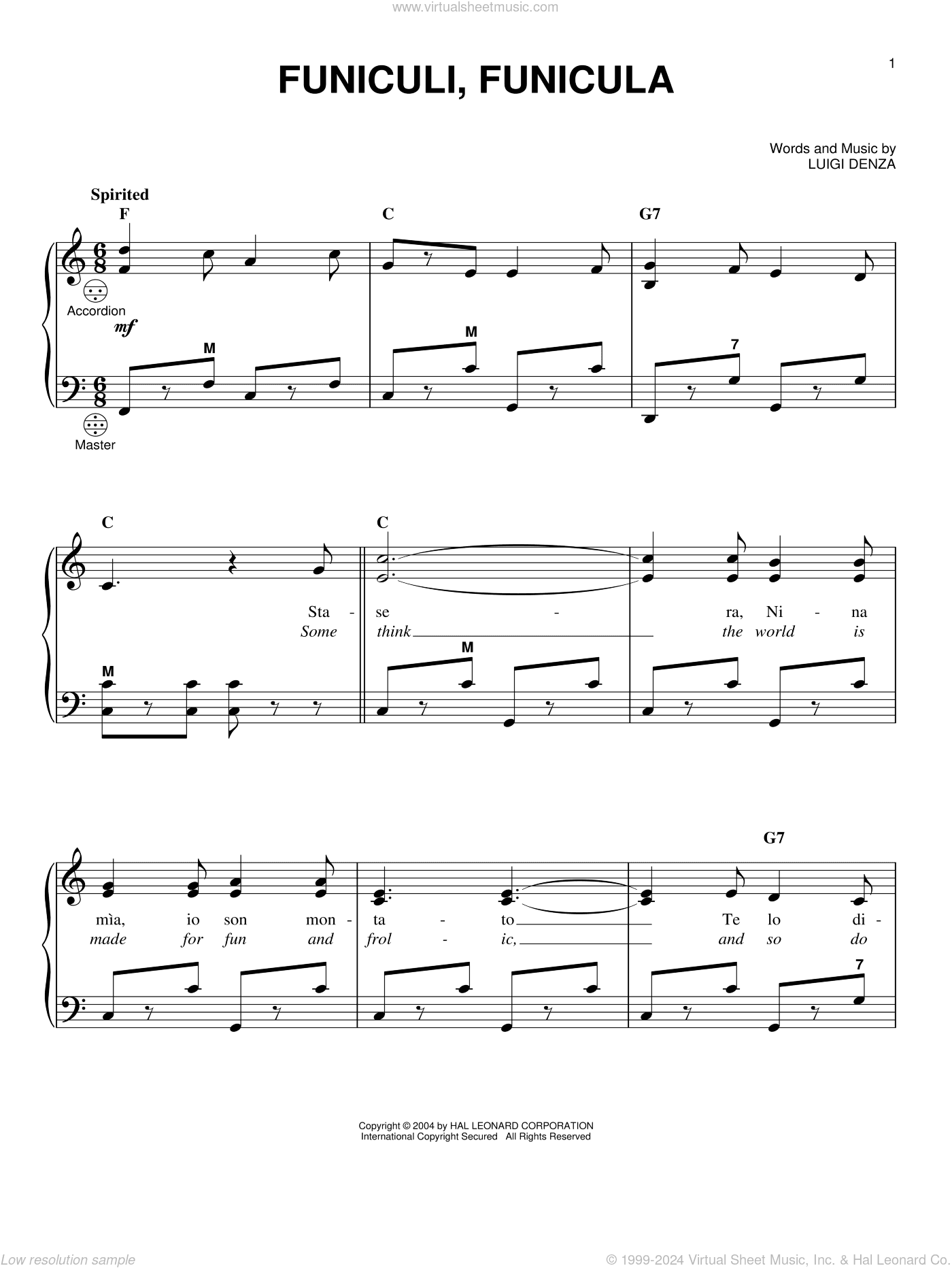 Funiculi, Funicula