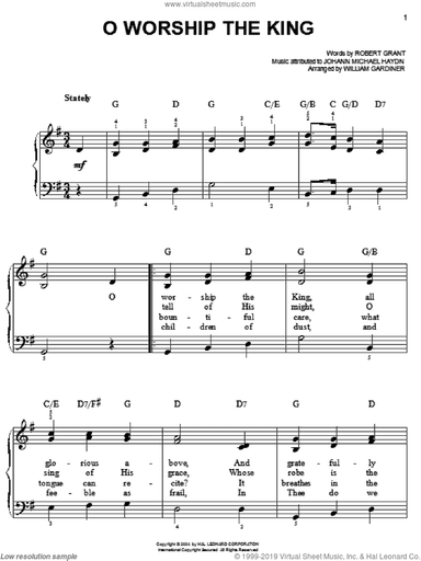 O Worship The King, (easy)