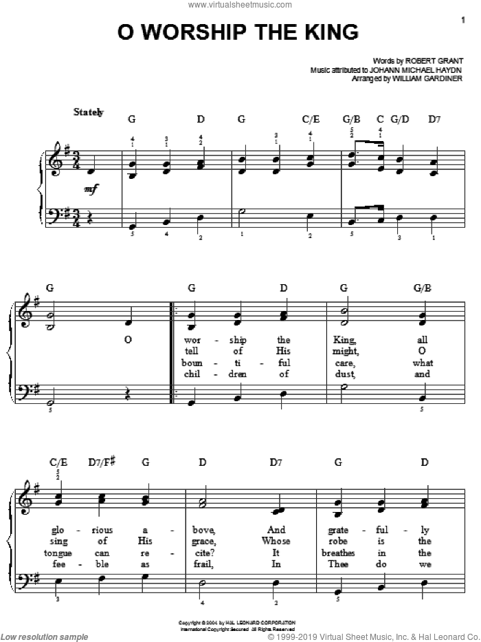 O Worship The King, (easy)