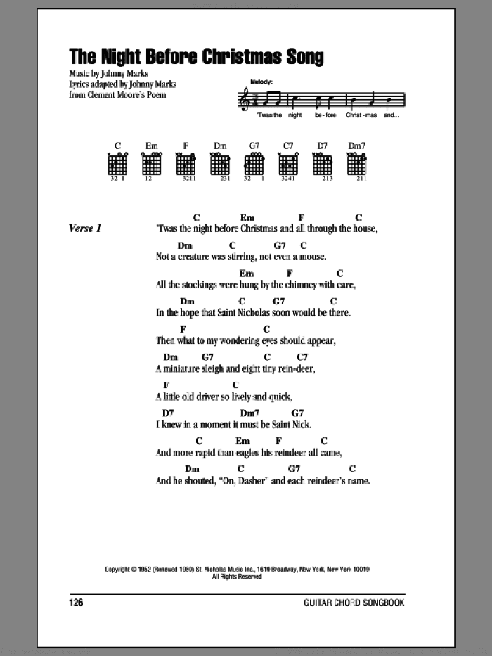 The Night Before Christmas Song