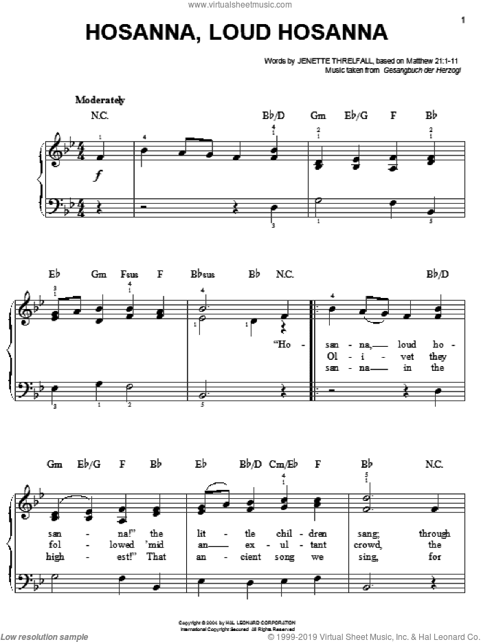 Hosanna, Loud Hosanna