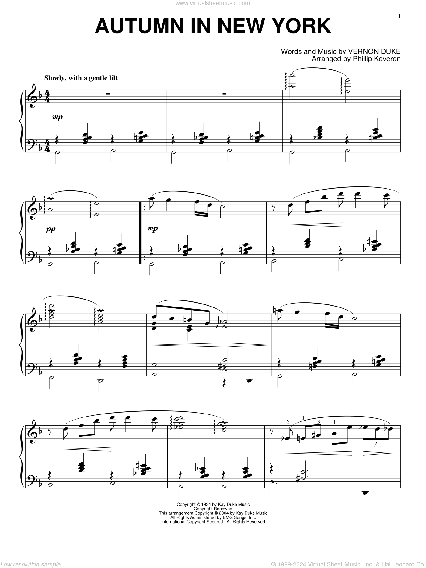 Autumn In New York (arr. Phillip Keveren)