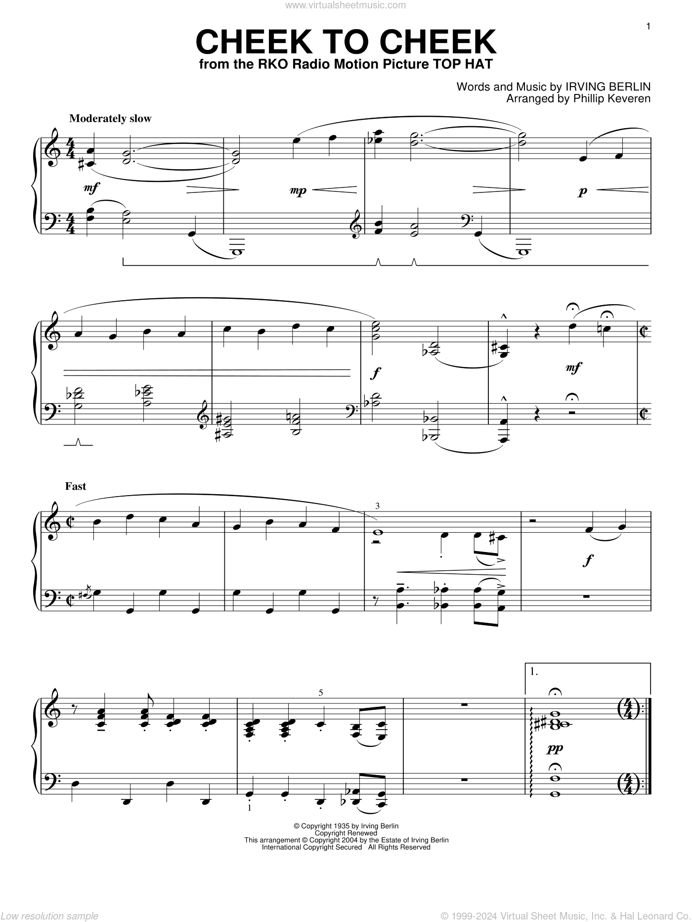 Cheek To Cheek (arr. Phillip Keveren)