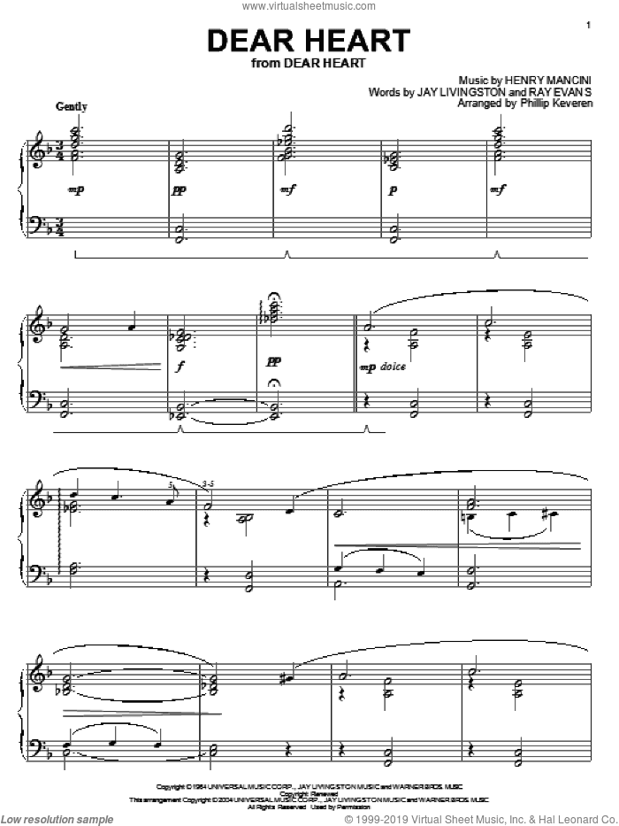 Dear Heart (arr. Phillip Keveren), (intermediate)